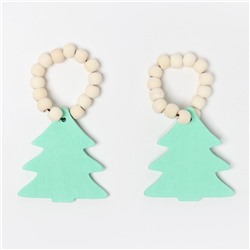 Набор новогодних колец для салфеток, 2 штуки «Ёлочка», зелёный, 6×7 см, дерево