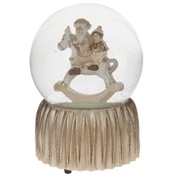 Фигурка декор в стекл шаре "Дед Мороз на лошадке" (муз с ключ), D 9 см, L9,5 W9,5 H14 см