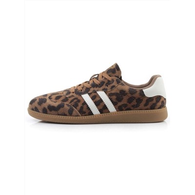 03-270-6PC LT. BROWN/LEOPARD Кеды женские (натуральная кожа)