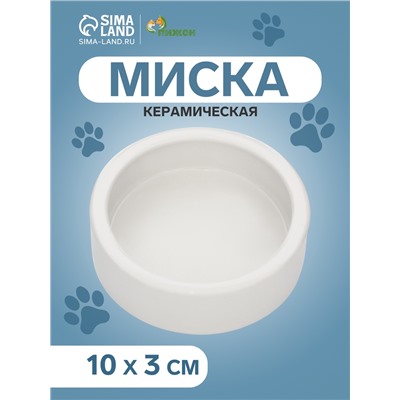 Миска керамическая для терариума 10 х 3 см, белая