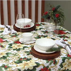 Скатерть новогодняя Доляна «Праздничные украшения» 110×145 см, 100% п/э