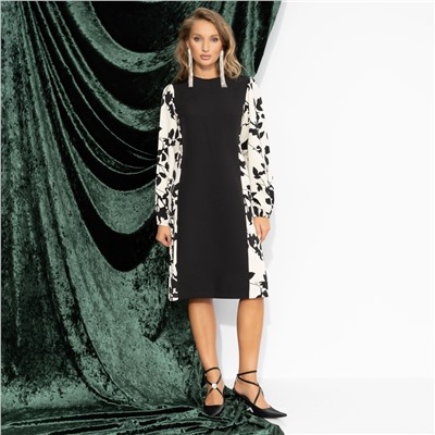 Платье комбинированное с шёлком, Знаменитость (стильная)