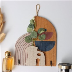 Настенные крючки декоративные «Абстракция с цветком», дерево, 1.5×19.5×23.5 см