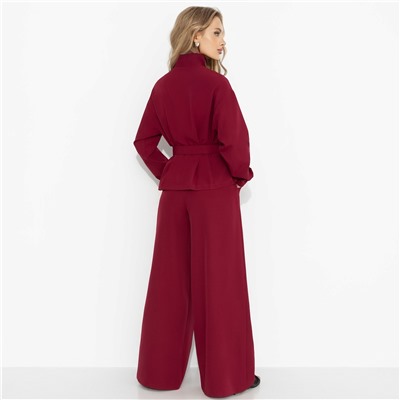 Брючный костюм спорт-шик, Так выглядит уверенность (бордо, 2 в 1, с поясом)