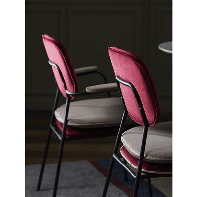 Стул с подлокотниками Pea, велюр, бордовый/бежевый