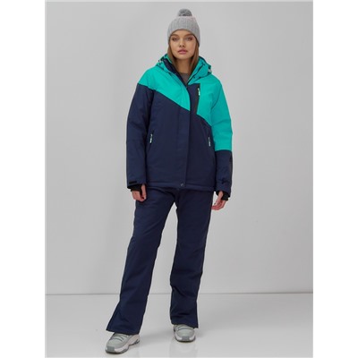 Горнолыжная куртка женская зимняя бирюзового цвета 707Br