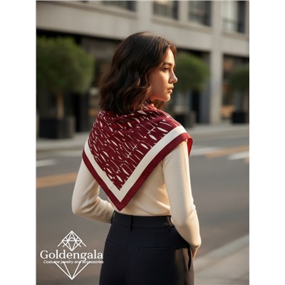 Косынка шелковая с принтом Арт 25183/001 (бордо)