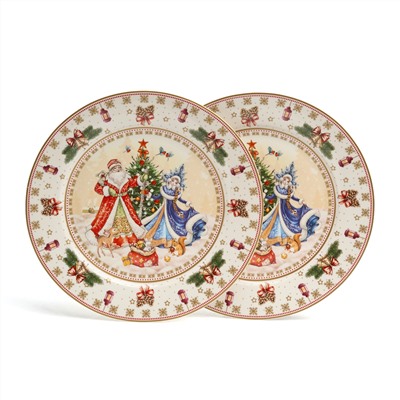 НАБОР ТАРЕЛОК ОБЕДЕННЫХ LEFARD "ДЕД МОРОЗ И СНЕГУРОЧКА"  2 ШТ. 27 СМ (КОР=9НАБ.)