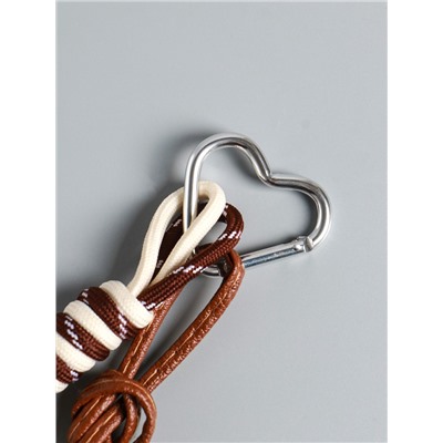 Брелок для ключей на карабине кожзам, текстиль «Лошадка с сердечком», с узлом, на сумку, рюкзак, 26×10×1.5 см