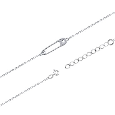 Браслет с фианитом родированный серебро 925*