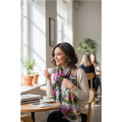 Шарф шифоновый с цветочным принтом Арт 0981/6