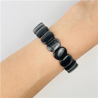 Радуга Самоцветов Браслет из серебристого Обсидиана