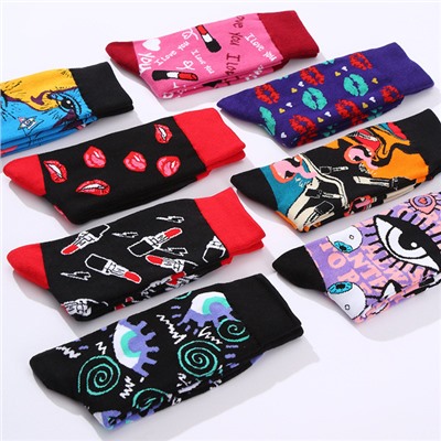 Tide, demi-season fashionable trend socks, mid-length, European style