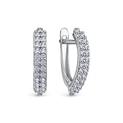 Серьги с фианитом родированные серебро 925*