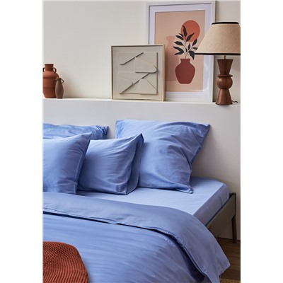 Простыня на резинке из премиального сатина сиреневого цвета из коллекции Essential, 200х200х30 см