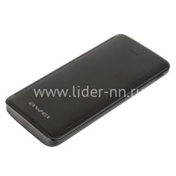 Power Bank 10000mAh/АЗУ 2 USB выхода (2400mAh)/USB кабель Ip5/Micro USB AWEI X15 (черный)