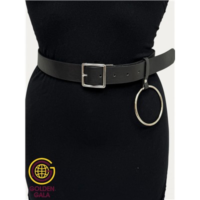 Ремень женский двусторонний черный Р32