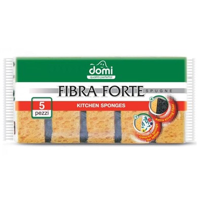 Губки кухонные большие жесткие 4 шт + губка для тефлона 1 шт, Domi