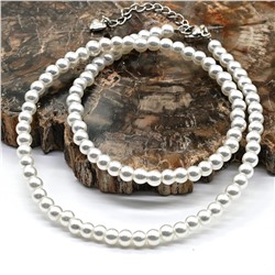 Чокер из майорки шарик 4мм цвет белый, 38см