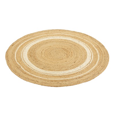 Ковер из джута круглый с вставками белого цвета из коллекции Ethnic, 90см