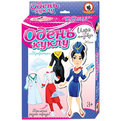Игра настольная Русский стиль "Одень куклу. Профессии" (на липучках), картонная коробка