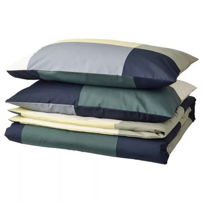Пододеяльник и 2 наволочки, BRUNKRISSLA Duvet Cover and 2 Pillowcases Green/Multicolour, произв. IKEA