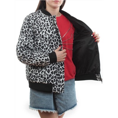 S24-139 WHITE/BLACK Куртка бомбер демисезонная женская (100 гр. синтепон)