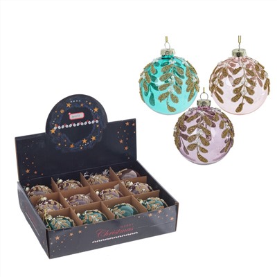 GAEM Набор из 12шт Украшение новогоднее "Шар", D 8 см, L34 W25 H9 см