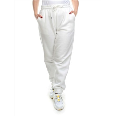 M031 WHITE Брюки спортивные женские на флисе (100% хлопок) 7986
