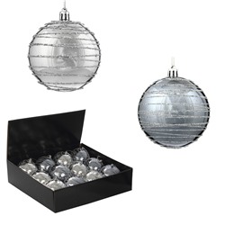 GAEM Набор из 12шт, Украшение новогоднее Шар "Спираль серебристая", D10 см, L44 W33 H11 см