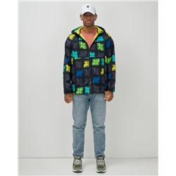 Ветровка спортивная мужская с капюшоном softshell желтого цвета 9563J