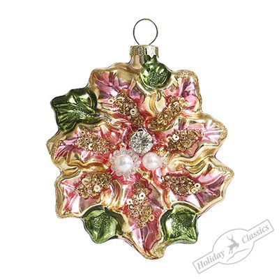 Пуансеттия "Розовое золото" (стекло) 3,5х9х9,5 см