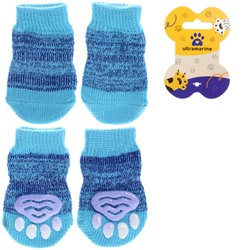 Носочки для животных "LAPUSIK", однотонные, цвет синий, размер l, 3,5см