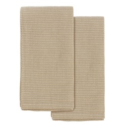 Набор из двух кухонных вафельных полотенец  бежевого цвета из коллекции Essential, 50х70 см