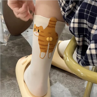 Tide, three dimensional cartoon knee socks, mid-length