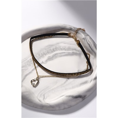 Чокер «Дуэт» сердце, цвет чёрно-золотой, L=30 см