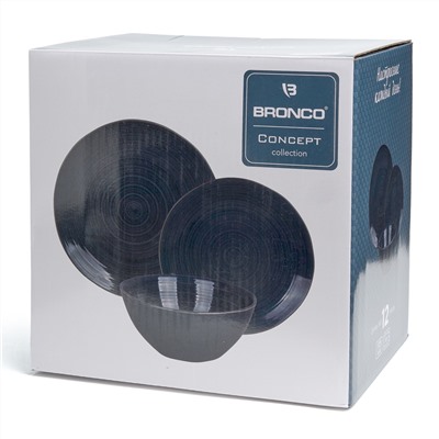 НАБОР ОБЕДЕННЫЙ BRONCO "CONCEPT" НА 4ПЕР. 12 ПР. СИНИЙ