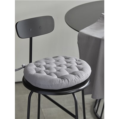 Подушка на стул круглая из хлопка серого цвета из коллекции Essential, 35 см