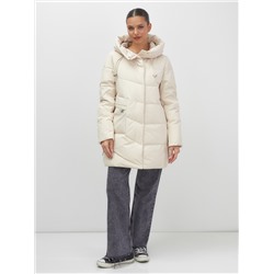 Куртка женская демисезонная с капюшоном бежевого цвета 1139B