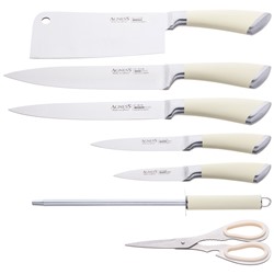 НАБОР НОЖЕЙ AGNESS НЖС  НА ПЛАСТИКОВОЙ ВРАЩАЮЩЕЙСЯ ПОДСТАВКЕ 8 ПР. (КОР=6НАБОР.)