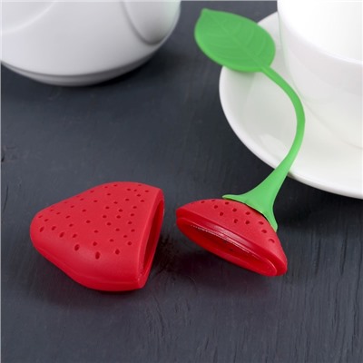 Ситечко для чая Доляна «Клубника», 5×19 см, красное