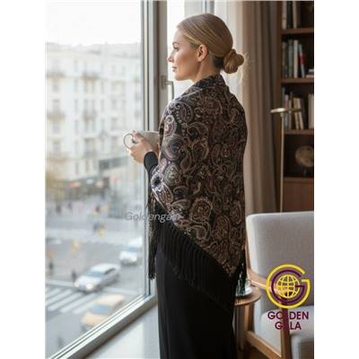 Косынка теплая на флисовой подкладке с бахромой Арт 2347/16