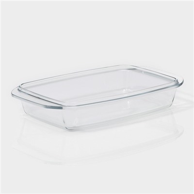 Кастрюля для запекания Доляна «Утятница», 2.9 л, 24.5×20.5×13.5 см, жаропрочное стекло, прозрачная