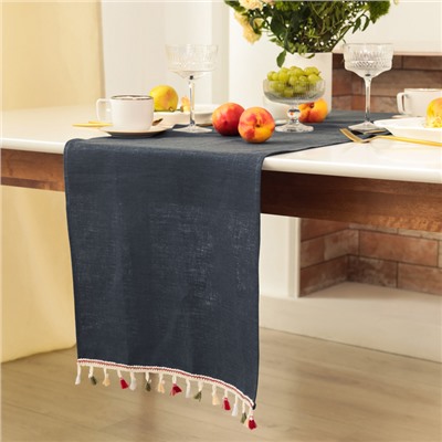 Дорожка на стол Этель Home collection 40×146 см, серая, 100% лён