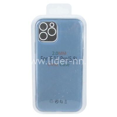 Задняя панель для  iPhone 11 Pro Max 6.5"  Силикон (прозрачно-синяя) в блистере