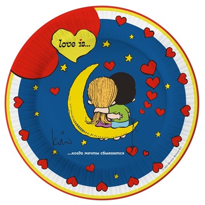 Нвабор бумажных тарелок Love is, 6 шт., 18 см, синий
