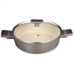 СОТЕЙНИК СО СТЕКЛ. КРЫШКОЙ И АНТИПРИГАРНЫМ ПОКРЫТИЕМ PFLUON MARBLE, 26*7,5 СМ