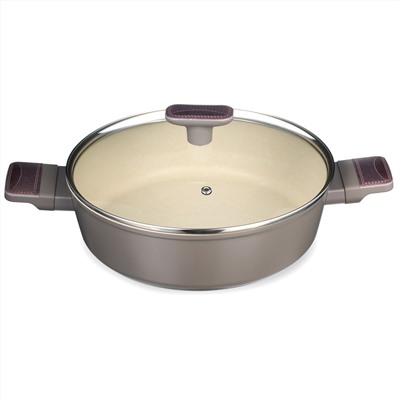 СОТЕЙНИК СО СТЕКЛ. КРЫШКОЙ И АНТИПРИГАРНЫМ ПОКРЫТИЕМ PFLUON MARBLE, 26*7,5 СМ