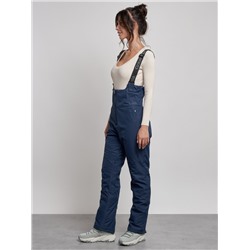 Полукомбинезон с высокой посадкой женский зимний темно-синего цвета 7605TS