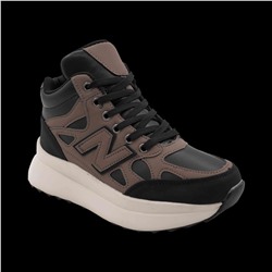 Кроссовки на меху В941-3 черно коричневые